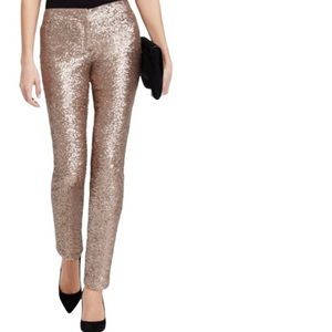 Ann Taylor Gold Sequin Trouser Pants | SIZE 0